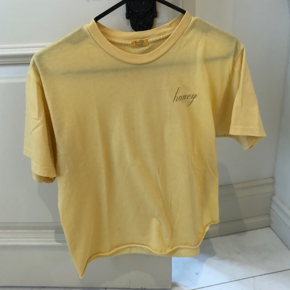 FREE IN BUNDLES | Yellow Honey Embroidered T-Shirt Brandy Melville - Picture 2 of 4